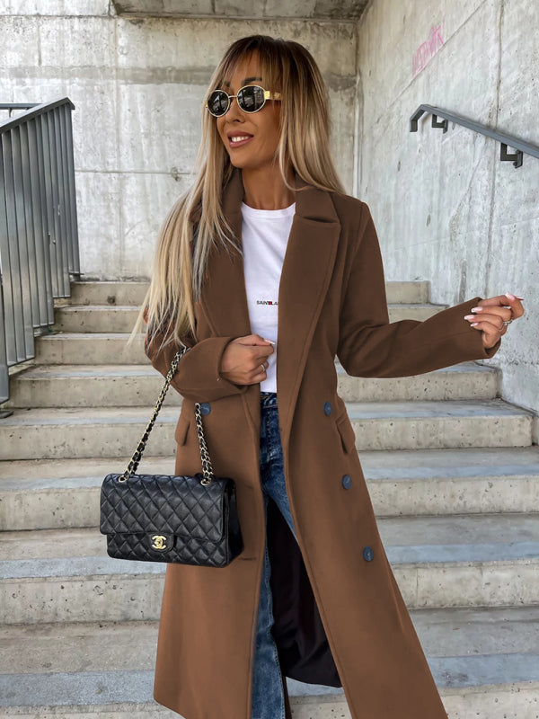 Simple Long Sleeved Slit Woolen Jacket