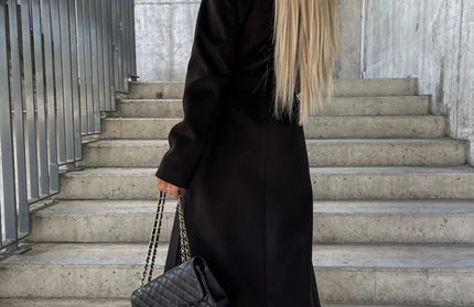 Simple Long Sleeved Slit Woolen Jacket