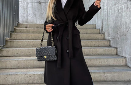 Simple Long Sleeved Slit Woolen Jacket