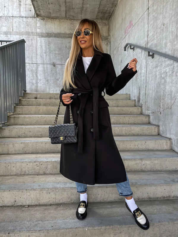 Simple Long Sleeved Slit Woolen Jacket