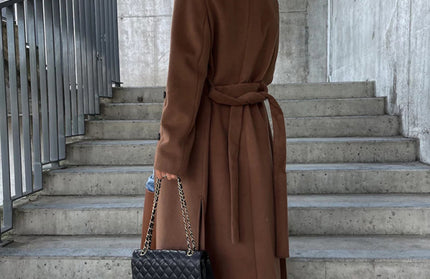 Simple Long Sleeved Slit Woolen Jacket