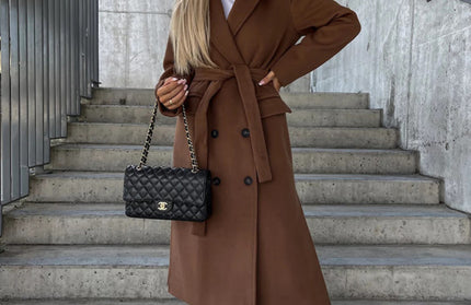 Simple Long Sleeved Slit Woolen Jacket