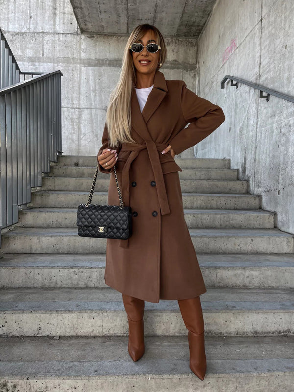 Simple Long Sleeved Slit Woolen Jacket