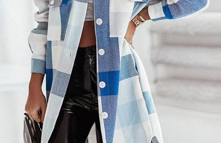 Plaid Long Windbreaker Shirt Jacket