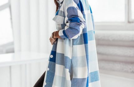 Plaid Long Windbreaker Shirt Jacket