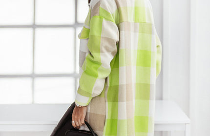 Plaid Long Windbreaker Shirt Jacket