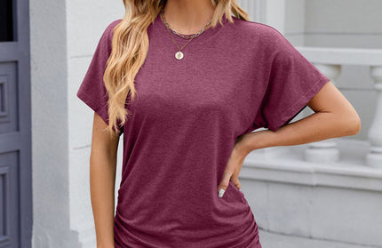 Round Neck Pleated T-shirt