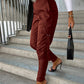 Slim Fit Leather Pants Pockets