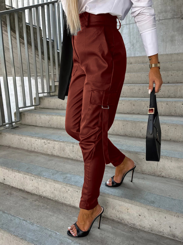 Slim Fit Leather Pants Pockets