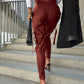 Slim Fit Leather Pants Pockets