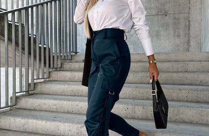 Slim Fit Leather Pants Pockets