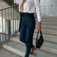 Slim Fit Leather Pants Pockets