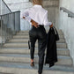 Slim Fit Leather Pants Pockets