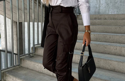 Slim Fit Leather Pants Pockets
