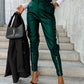 Slim Fit Leather Pants Pockets