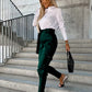 Slim Fit Leather Pants Pockets
