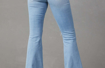 Washed Ripped High-Waisted Wide Leg Jeans