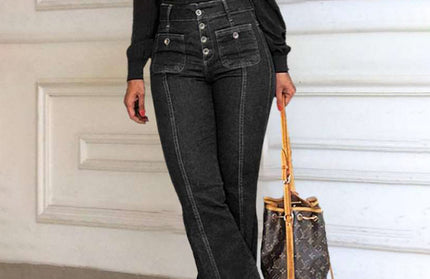 Stretch High Waist Flared Jeans