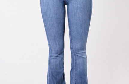 High-Waist Washed Button Jeans