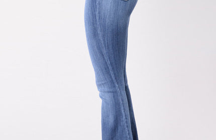 High-Waist Washed Button Jeans