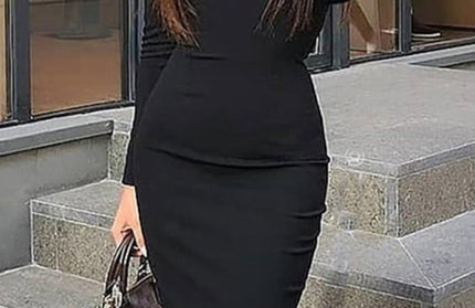 Square Neck Long Sleeve Dress