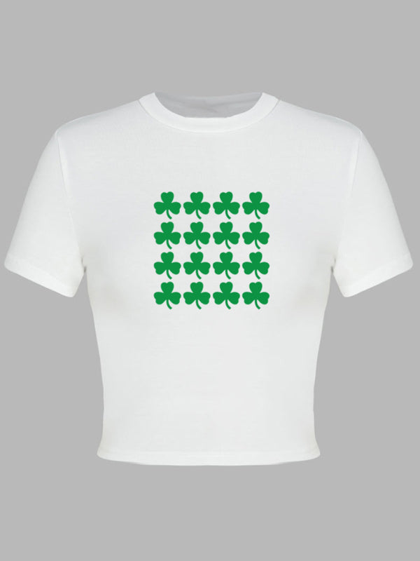 St. Patrick's Day Green Leaf Print T-Shirt