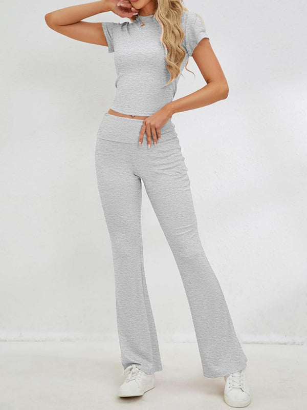 Casual Slim Short Sleeve Pants Set
