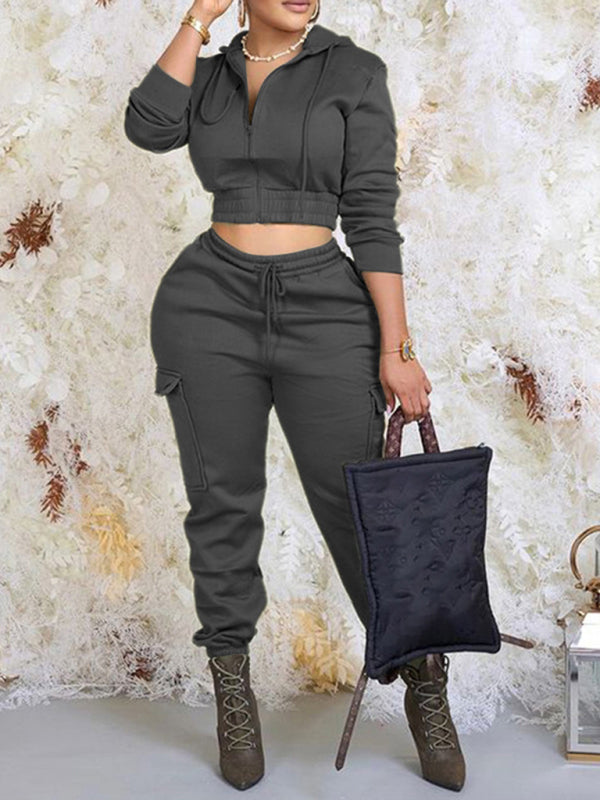 Hooded Lace Up Pants Set
