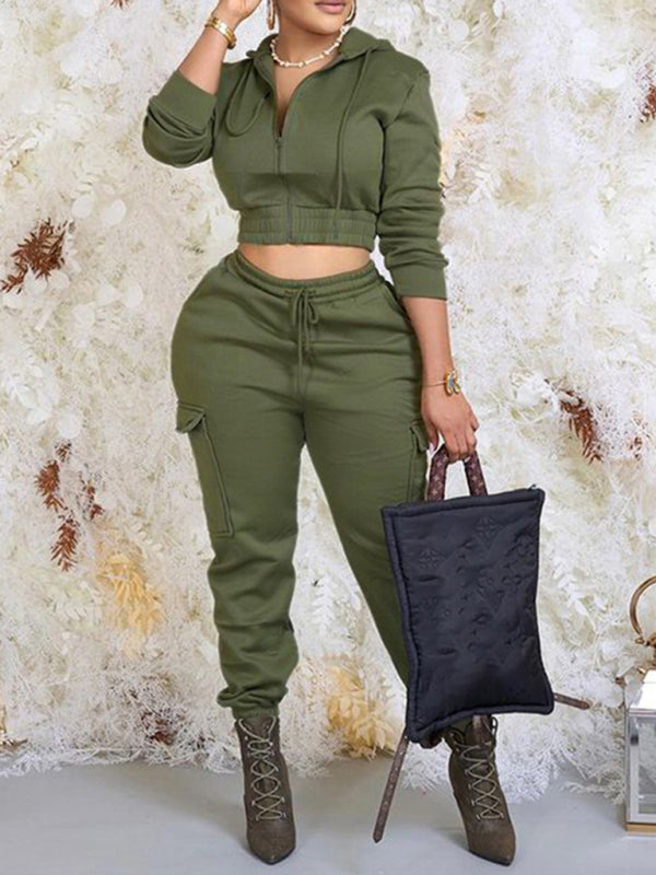 Hooded Lace Up Pants Set