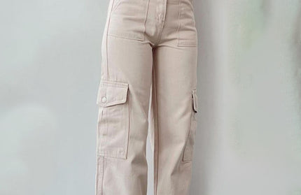 Mid-Rise Three-Dimensional Pocket Pants