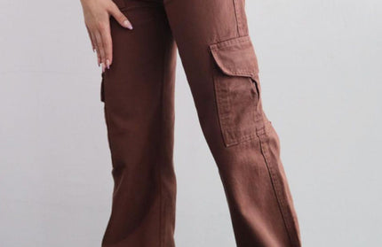 Mid-Rise Three-Dimensional Pocket Pants
