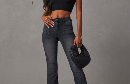 Retro Washed High Waist Flared Jeans