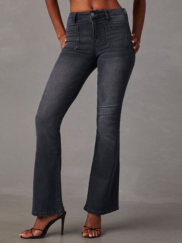 Retro Washed High Waist Flared Jeans