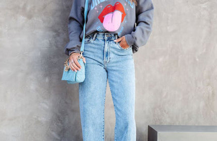 Loose Simple Tassel Straight Jeans