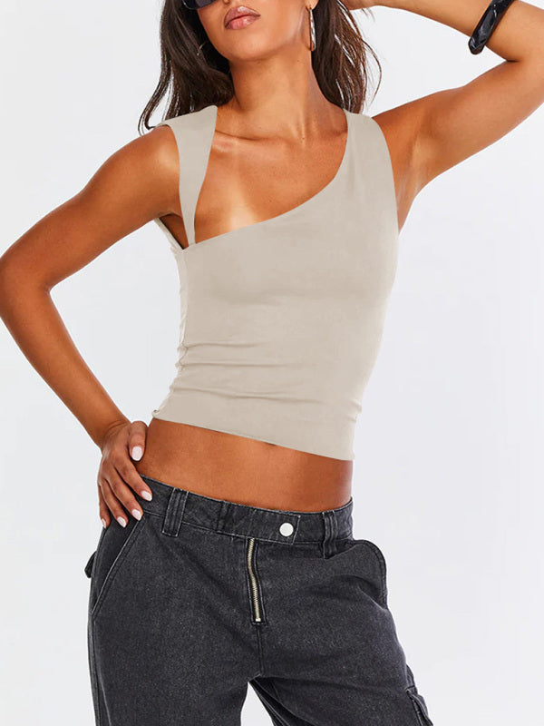 Half Backless Slim T Shirt