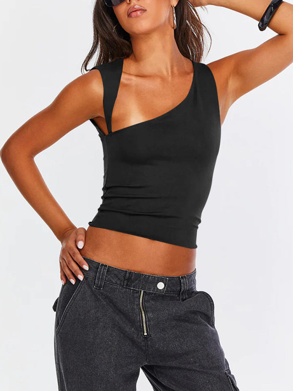 Half Backless Slim T Shirt