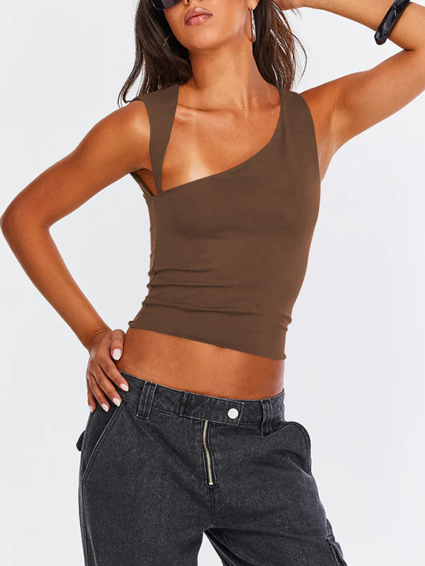 Half Backless Slim T Shirt