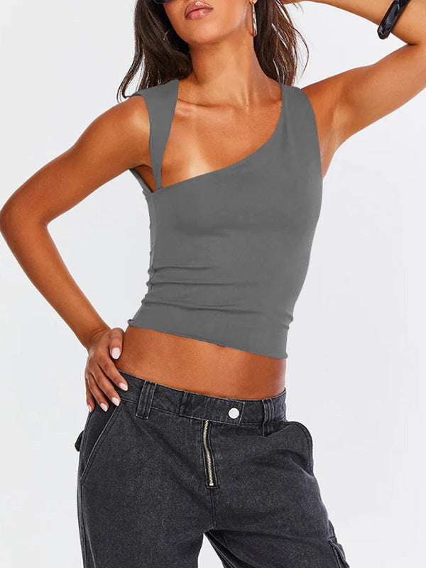 Half Backless Slim T Shirt