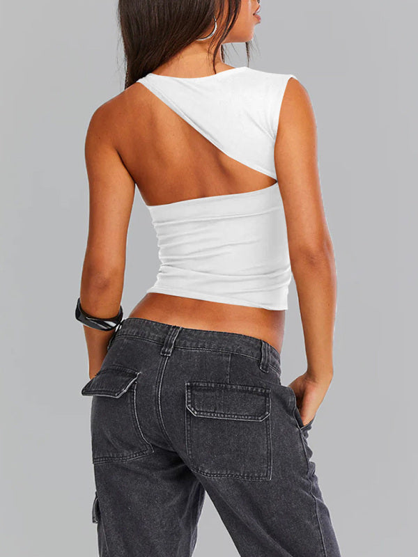 Half Backless Slim T Shirt