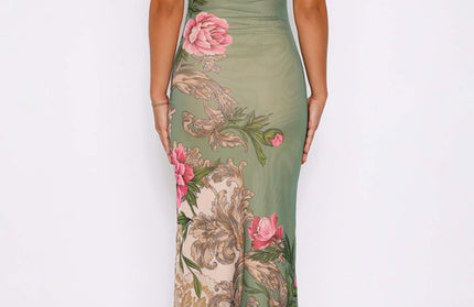 Casual Slim Printed Suspender Dress