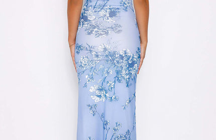 Casual Slim Printed Suspender Dress