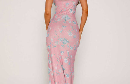 Casual Slim Printed Suspender Dress