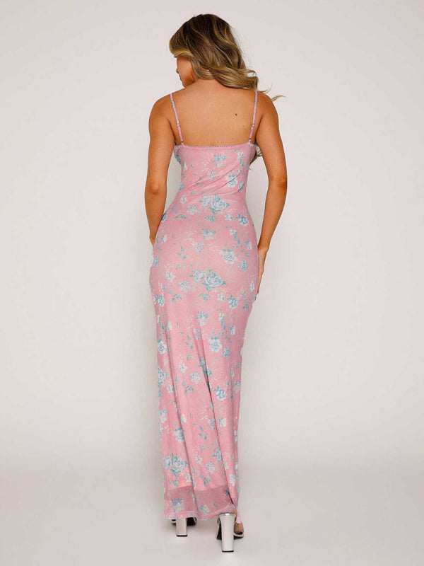 Casual Slim Printed Suspender Dress