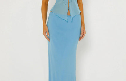 Slit Tube Top Long Skirt Set