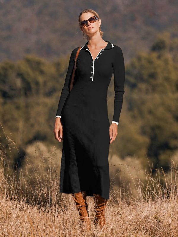 Knitted Slim Long-Sleeved Dress