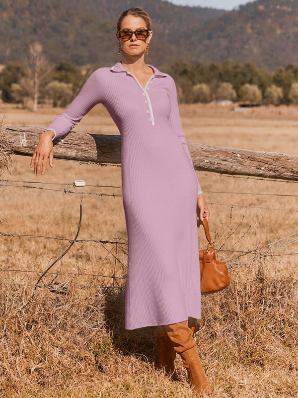Knitted Slim Long-Sleeved Dress