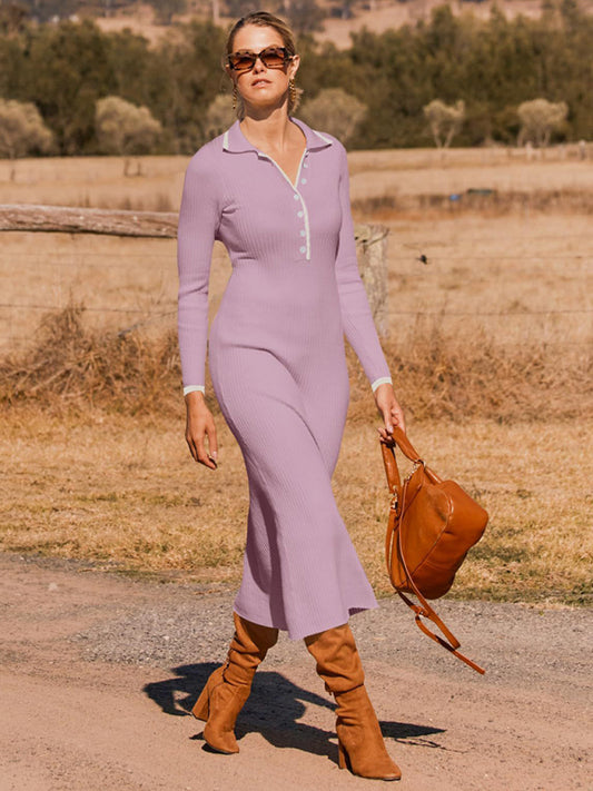 Knitted Slim Long-Sleeved Dress
