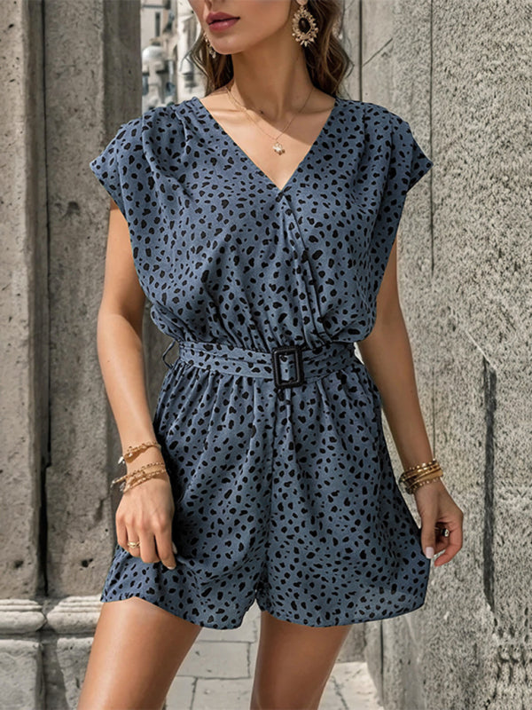 Leopard Print Shorts Jumpsuit