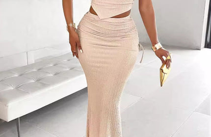 One Shoulder Fishtail Skirt Set