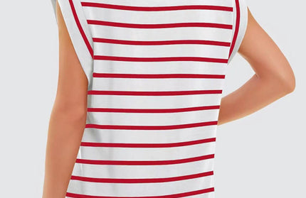 New round neck loose short sleeve T-shirt striped top